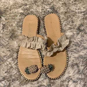 Stylish Beige Ruffle Sandals